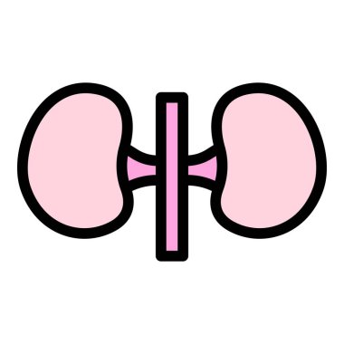 İç böbrek simgesi renk ana hatları vektörü