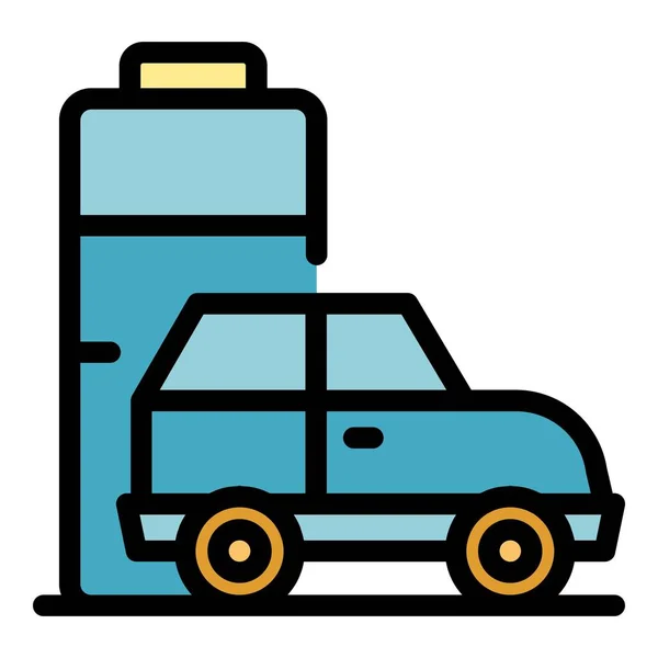 Moderno ibrido auto icona colore contorno vettore — Vettoriale Stock