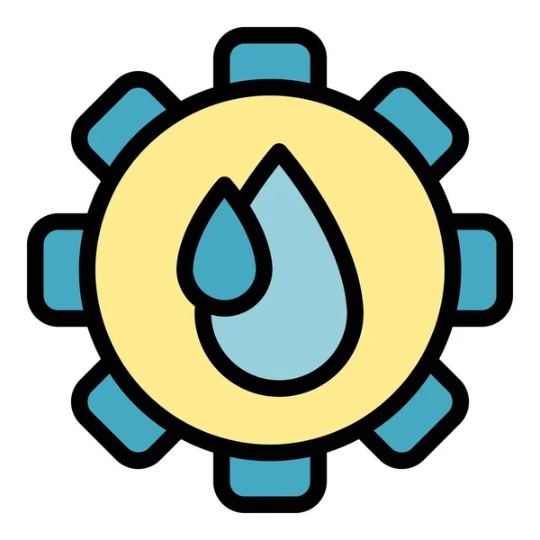 Water wheel energy icon color outline vector — Stock Vector