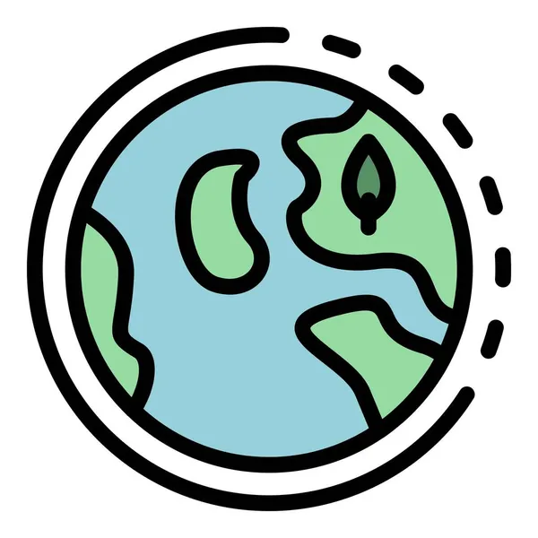 Umweltfreundlich Planet Symbol Farbe Umrissvektor — Stockvektor