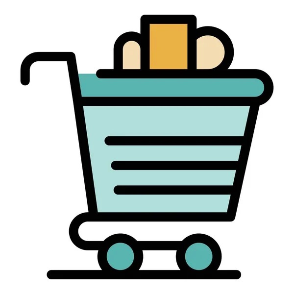 Carrito de compras icono color contorno vector — Archivo Imágenes Vectoriales