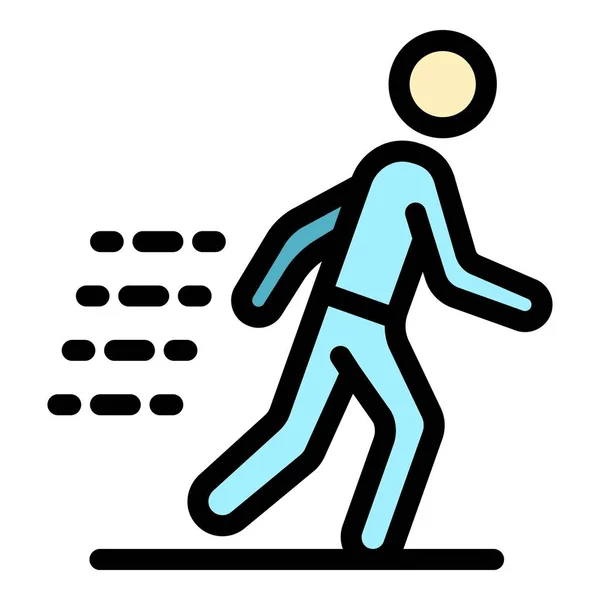 Running Boy Symbol Farbe Umrissvektor — Stockvektor