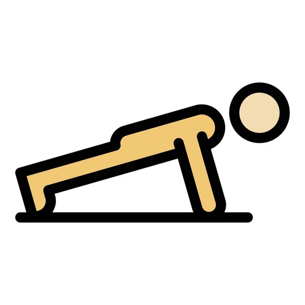 Workout Senior Push-up-Symbol Farbe Umrissvektor — Stockvektor