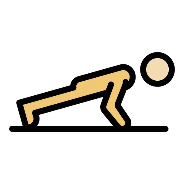 Morgen Senior Push-up-Symbol Farbe Umrissvektor — Stockvektor