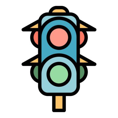 Trafik ışıkları simgesi renk ana hatları vektörü