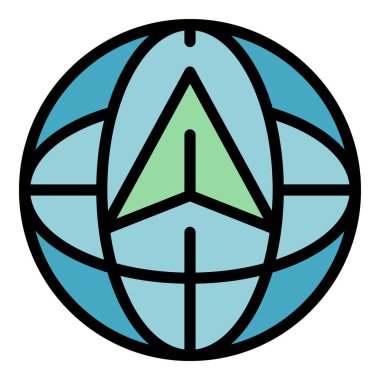 Genel GPS konum simgesi renk ana hatları vektörü