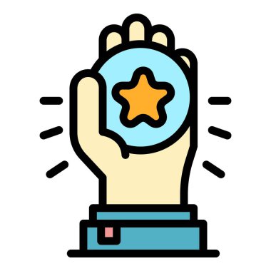 Hediye sadakati madeni para simgesi renk ana hatları vektörü