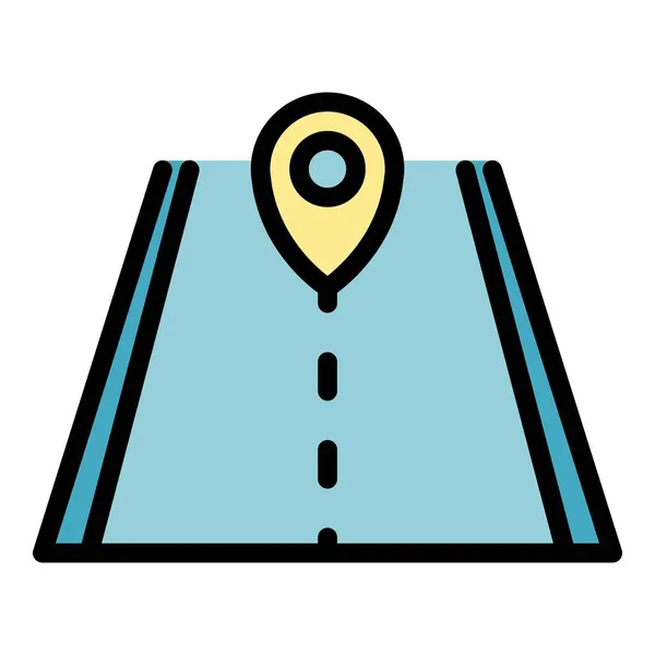 Coche ubicación de la carretera icono color contorno vector — Archivo Imágenes Vectoriales