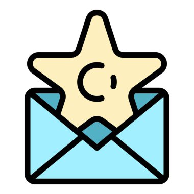 Yıldız zarf programı simgesi renk ana hatları vektörü