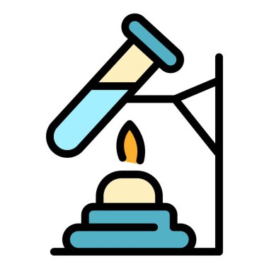 Ateş simgesi renk ana hatları vektörü üzerinde test tüpü