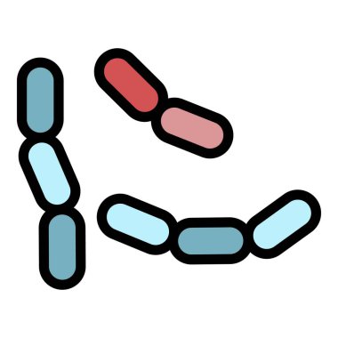 Hastalık bakteri simgesi renk ana hatları vektörü