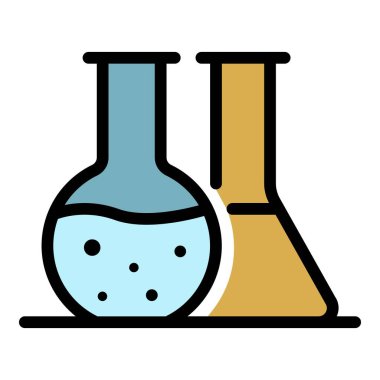 Kimyasal çömlek simgesi renk ana hatları vektörü