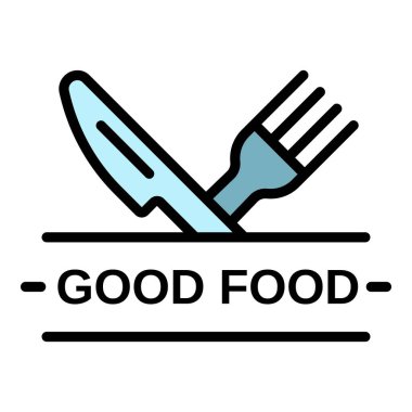 Güzel yemek logosu, taslak tarzı.