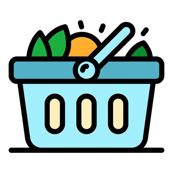 Plastic market basket icon color outline vector — Stock Vector