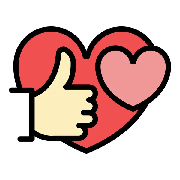 Thumb up heart icon color outline vector — Stock Vector