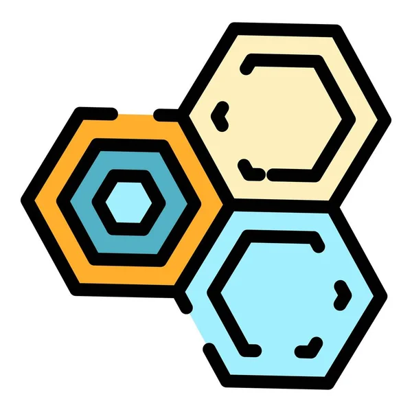 Vetor de contorno de cor de ícone de célula química —  Vetores de Stock