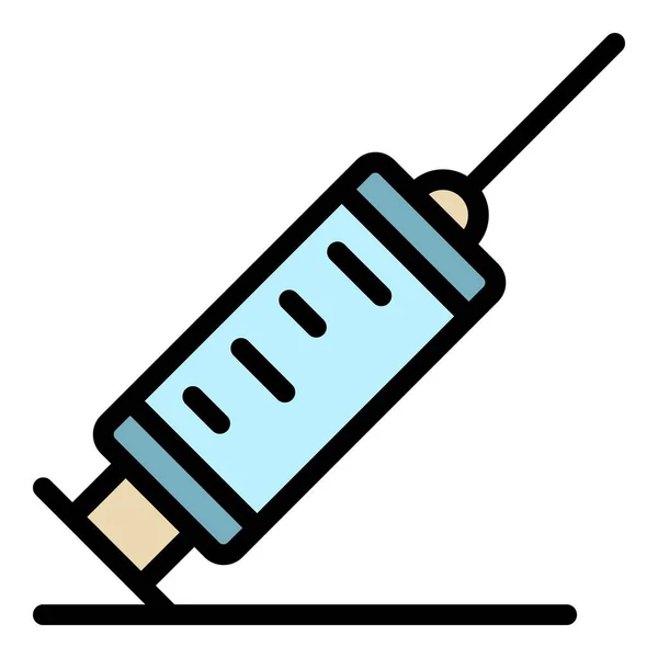 胰岛素注射器图标彩色轮廓矢量 — 图库矢量图片
