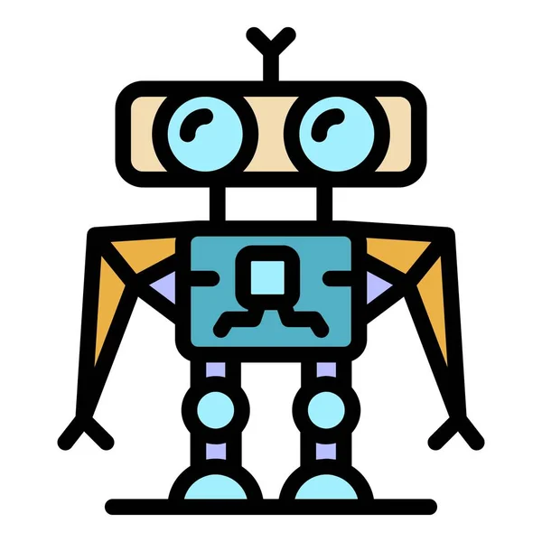 Robot soldat icône couleur contour vecteur — Image vectorielle