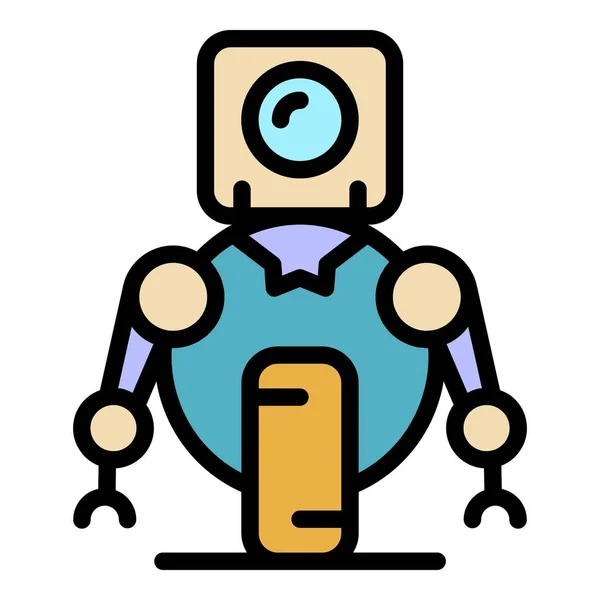 Jeden robot koła ikona kolor zarys wektor — Wektor stockowy