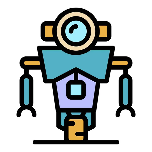 Nauka robot ikona kolor zarys wektor — Wektor stockowy