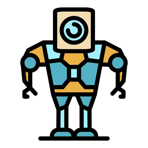 Android robot icono color contorno vector — Archivo Imágenes Vectoriales