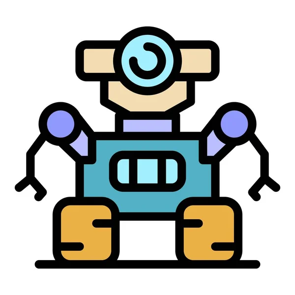 Space robot ikon färg kontur vektor — Stock vektor