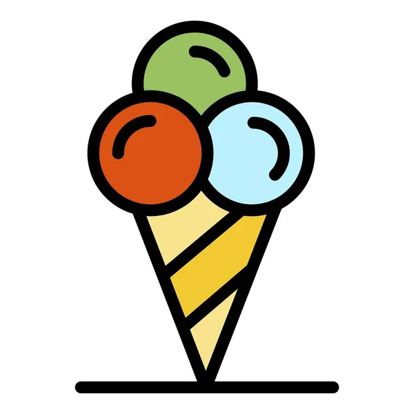 Ice cream cone icon color outline vector — Stock Vector