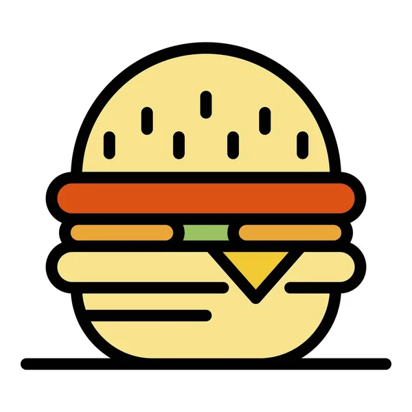 Amerikanische Burger-Symbol Farbe Umrissvektor — Stockvektor