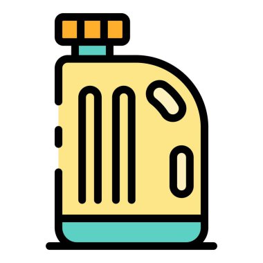 Plastik kutu simgesi renk ana hatları vektörü