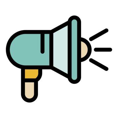 Megafon simgesi renk ana hatları vektörü