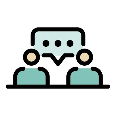 İki kişi arasındaki diyalog simge rengi ana hatları vektörü