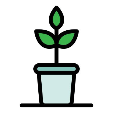 Kapalı bitki simgesi rengi dış hat vektörü