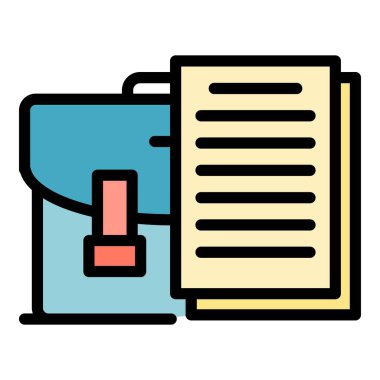 Avukat valiz simgesi renk ana hatları vektörü