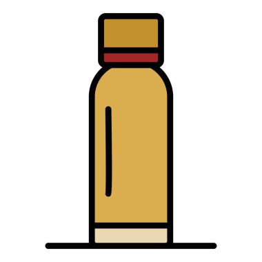 Çelik termos simgesi renk ana hatları vektörü