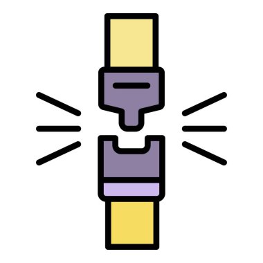 Koltuk kemeri uyarı simgesi renk ana hatları vektörü