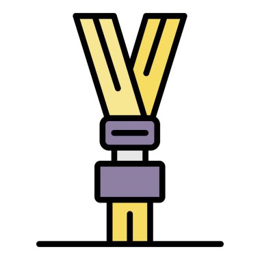 Kamyon koltuğu kemeri simgesi renk ana hatları vektörü