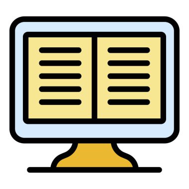 Ekran simgesi renk ana hatları vektöründe kitabı aç