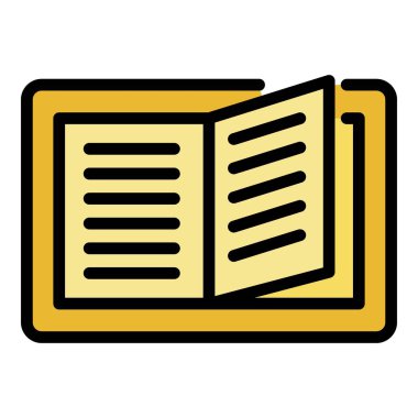 Elektronik kitap simgesi renk ana hatları vektörü çeviriliyor