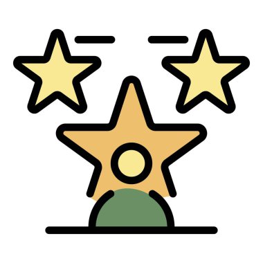 İnsan ve yıldız silueti simge renk ana hatları vektörü