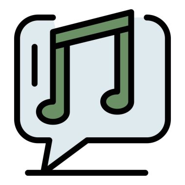 Müzik notası sohbet balonu renk ana hatları vektörü
