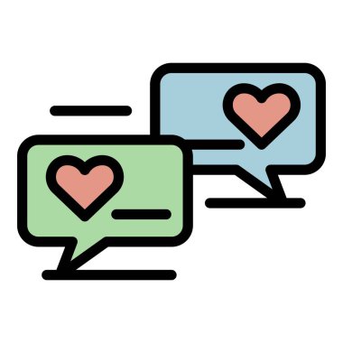 İstemci sohbet baloncukları simge rengi ana hatları vektörü