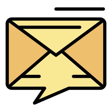 Sohbet balonu zarfı simgesi renk ana hatları vektörü