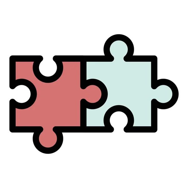Dos rompecabezas conectados icono color contorno vector — Archivo Imágenes Vectoriales