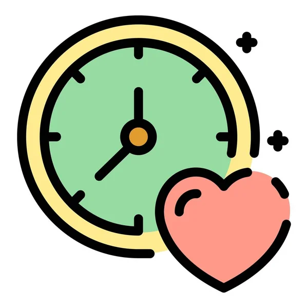 Saat ve kalp simgesi renk ana hatları vektörü — Stok Vektör