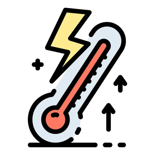 Termometro e icona fulmine colore contorno vettoriale — Vettoriale Stock