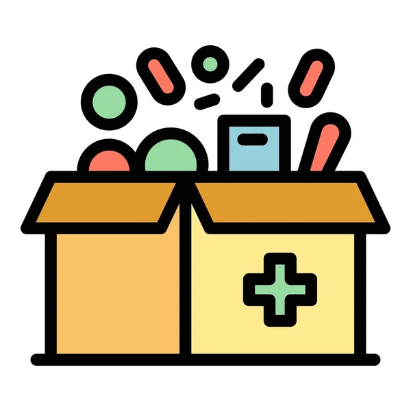 Caja para medicamentos icono color contorno vector — Vector de stock