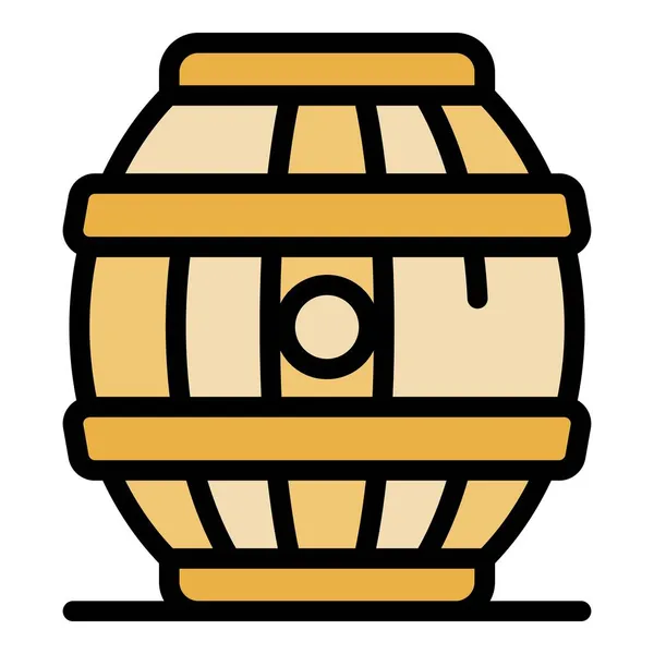 Barril de madera de cerveza icono color contorno vector — Vector de stock