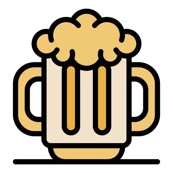 Homens caneca de cerveja ícone cor contorno vetor — Vetor de Stock