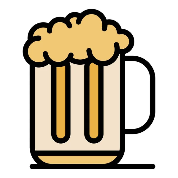 Taza de cerveza con espuma icono color contorno vector — Vector de stock