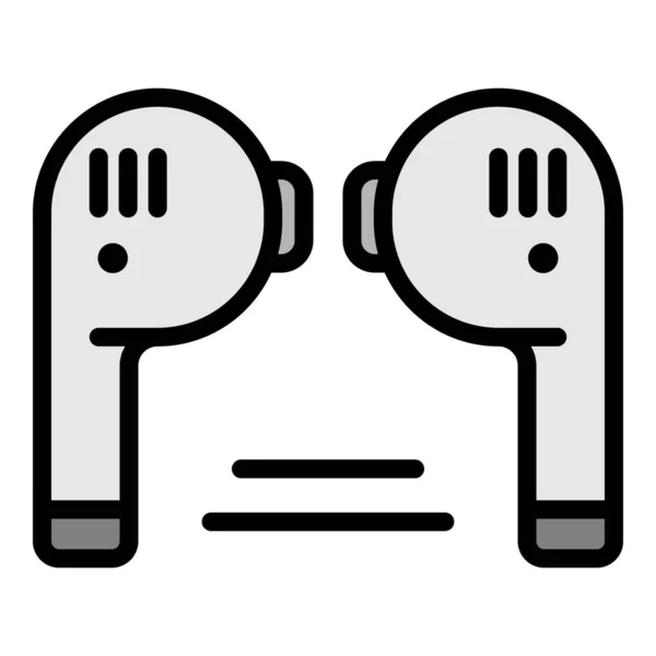 Écouteurs sans fil icône couleur contour vecteur — Image vectorielle